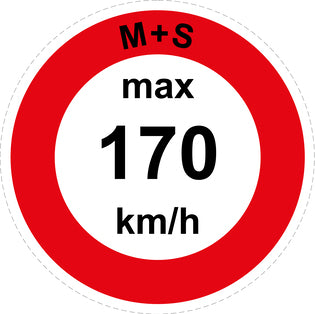 Speed sticker "M+S max 170 km/h red border" LH-CAR1600-170