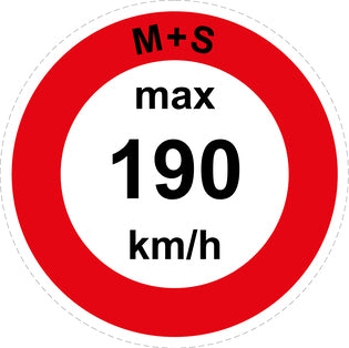 Speed sticker "M+S max 190 km/h red border"LH-CAR1600-190