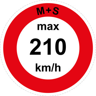 Speed sticker "M+S max 210 km/h red border" LH-CAR1600-210