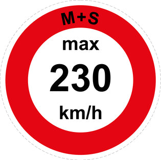 Speed sticker "M+S max 230 km/h red border"LH-CAR1600-230
