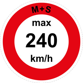 Speed sticker "M+S max 230 km/h red border" LH-CAR1600-240