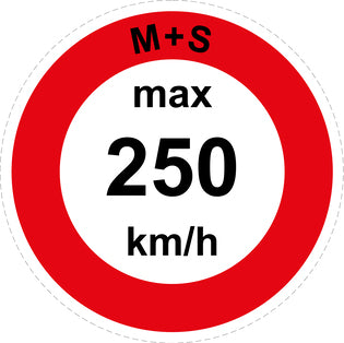 Speed sticker "M+S max 250 km/h red border"LH-CAR1600-250