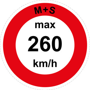 Speed sticker "M+S max 260 km/h red border" LH-CAR1600-260