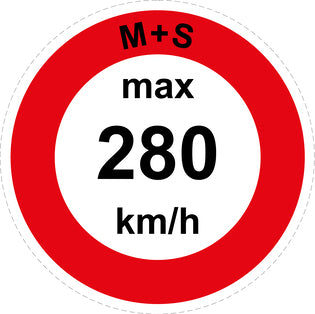 Speed sticker "M+S max 280 km/h red border" LH-CAR1600-280