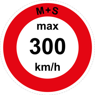 Speed sticker "M+S max 300 km/h red border" LH-CAR1600-300