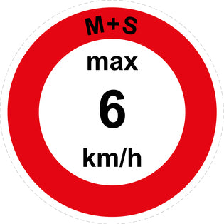 Speed sticker "M+S max 6 km/h red border" LH-CAR1600-6