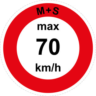 Speed sticker "M+S max 70 km/h red border"LH-CAR1600-70