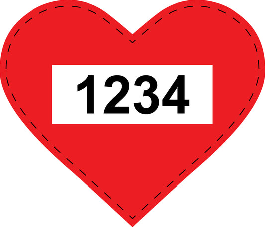 Heart sticker 7 and 10cm printed with desired number LH-HERZM