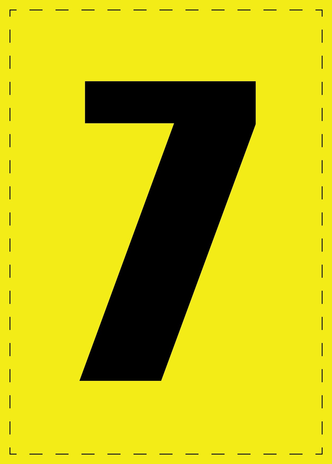 Letter 7 adhesive letters and number stickers black font yellow background ES-BGPVC-7-3