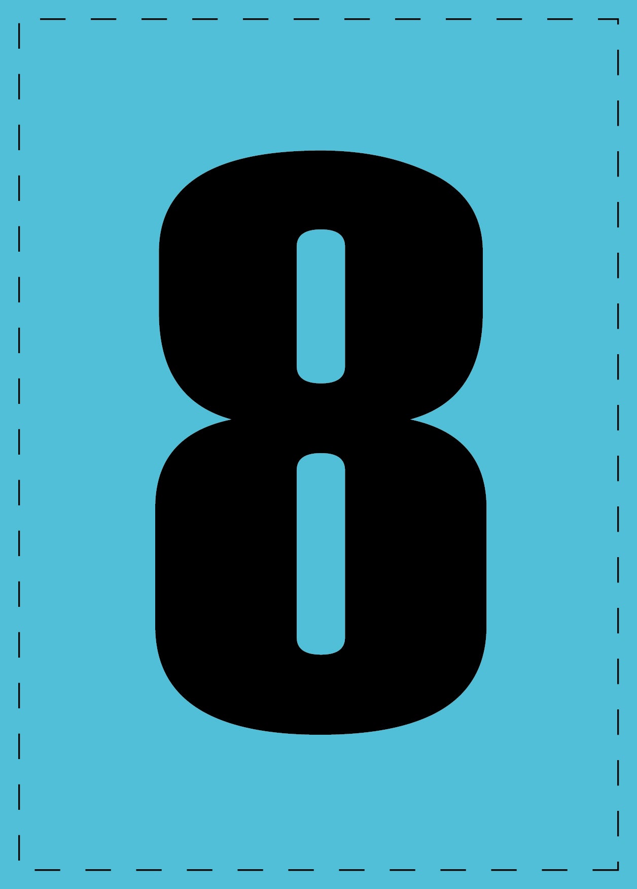 Letter 8 adhesive letters and number stickers black font blue background ES-NPVC-8-50