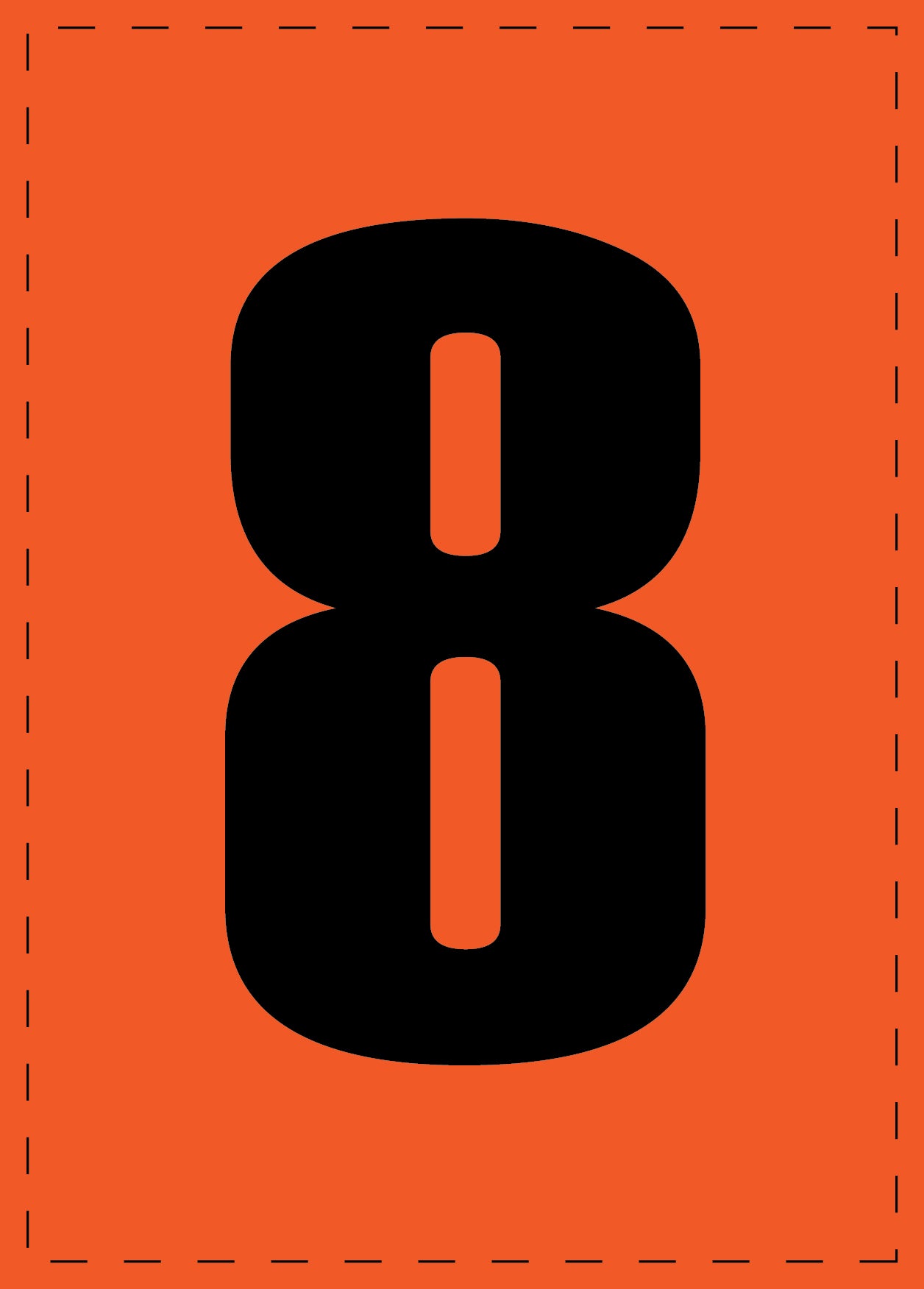 Letter 8 adhesive letters and number stickers black font orange background ES-NPVC-8-8