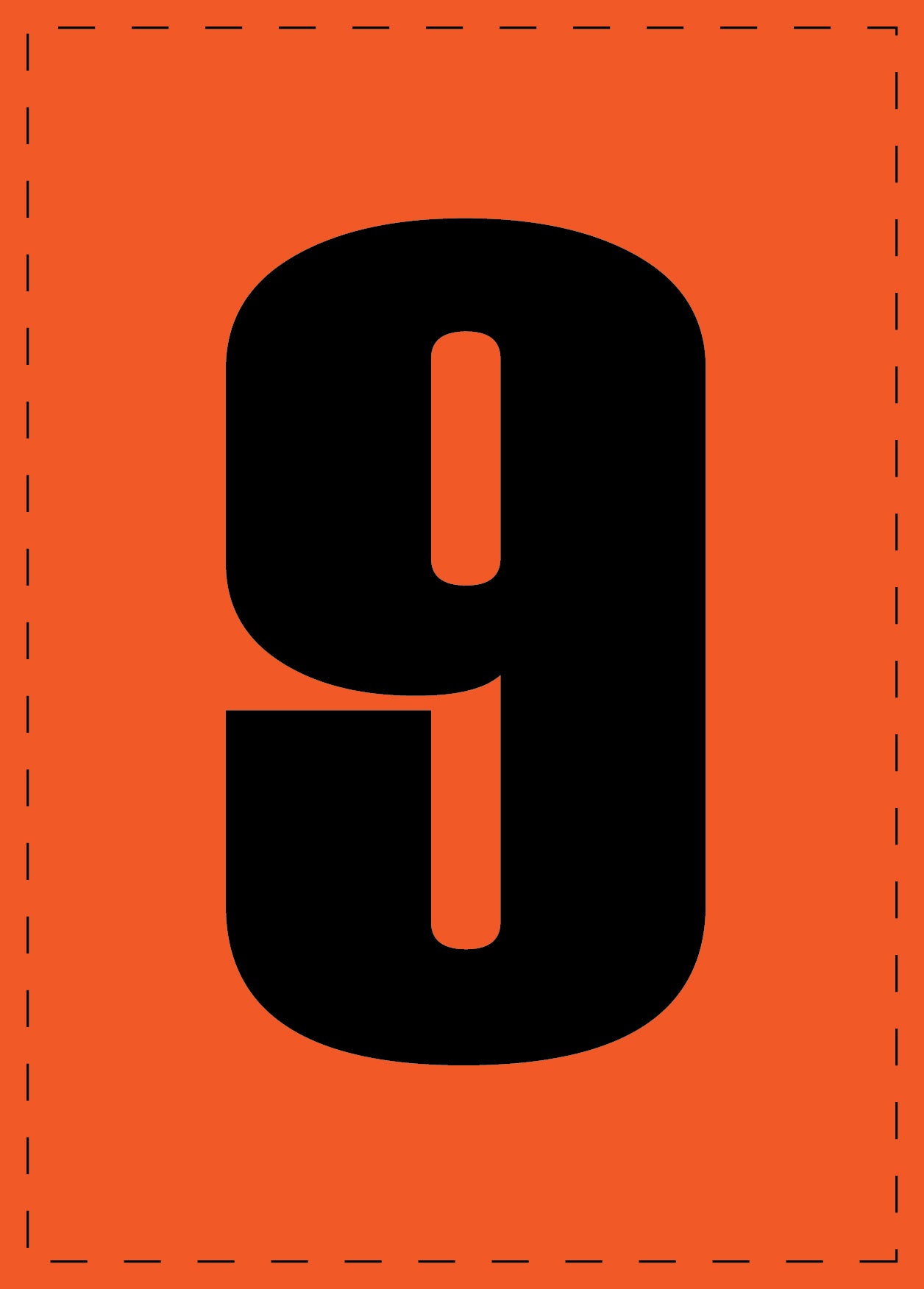 Letter 9 adhesive letters and number stickers black font orange background ES-NPVC-9-8
