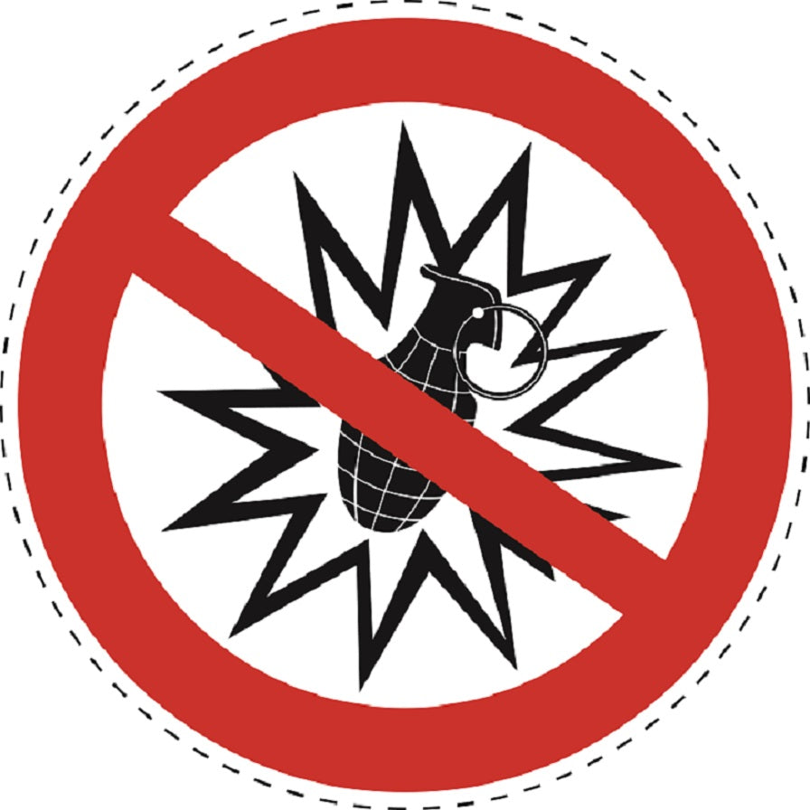 1 Stuck Prohibition sticker "No explosive devices allowed" made of PVC plastic, ES-SI25000