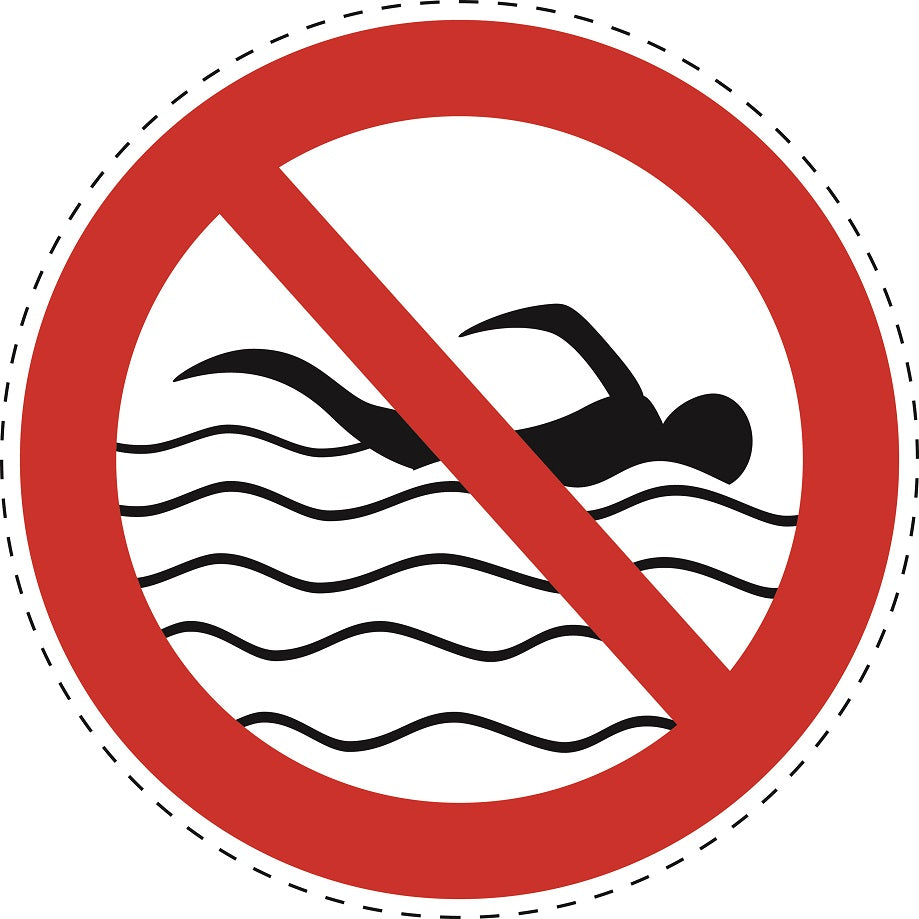 1 Stuck Prohibition sticker "Swimming not allowed" made of PVC plastic, ES-SI25600
