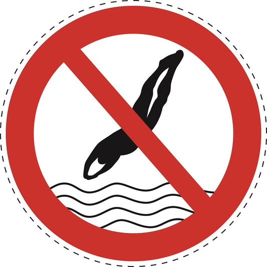 1 Stuck Prohibition sticker "Diving not allowed" made of PVC plastic, ES-SI25700