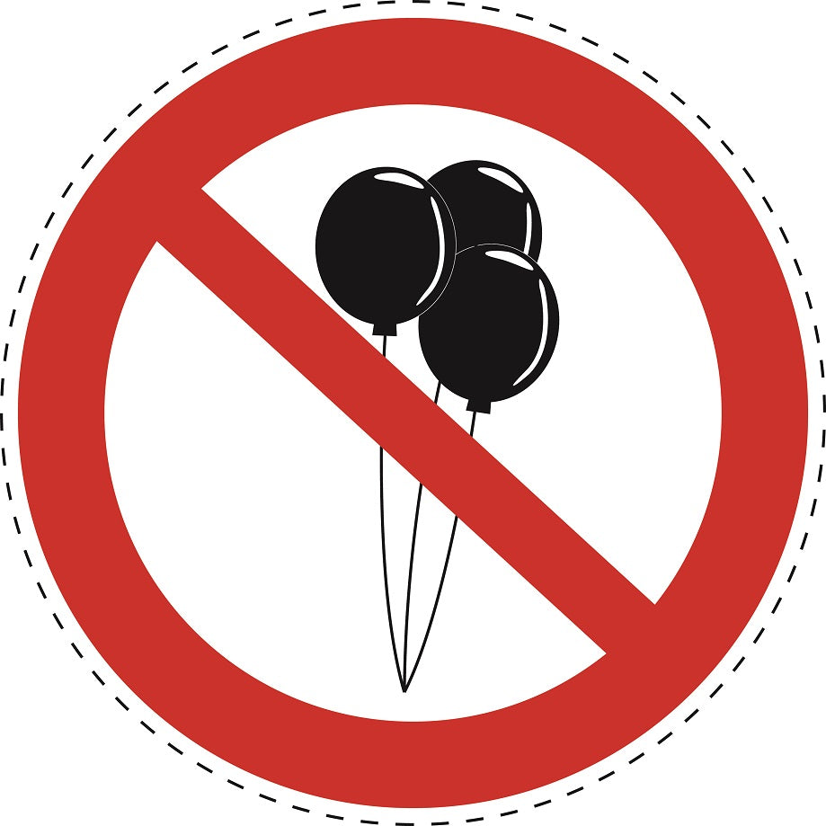 1 Stuck Prohibition sticker "No balloon allowed" made of PVC plastic, ES-SI26200