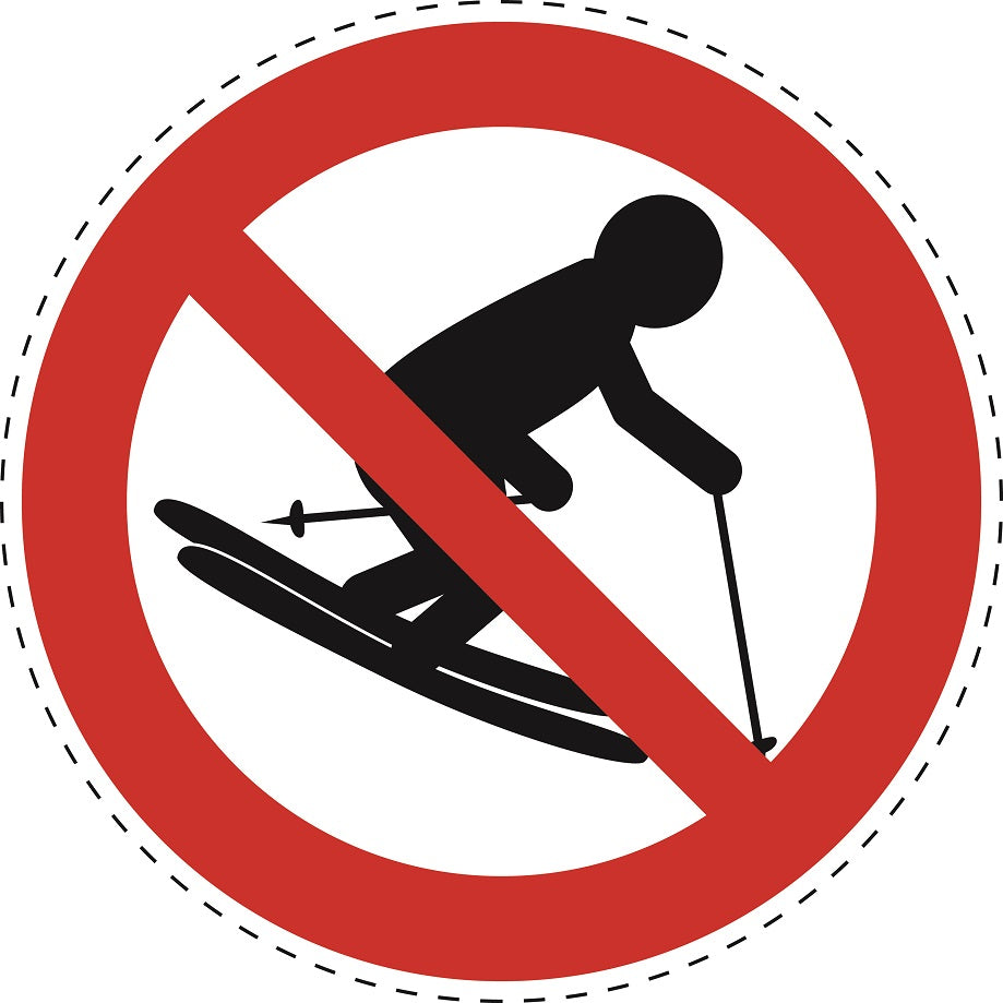 1 Stuck Prohibition sticker "No skiing" made of PVC plastic, ES-SI30000