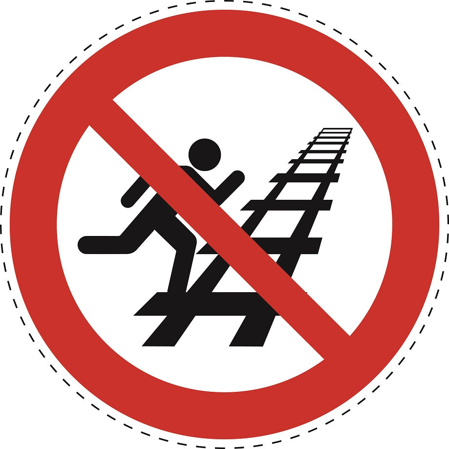 Prohibition sticker "Do not cross tracks" made of PVC plastic, ES-SI30100