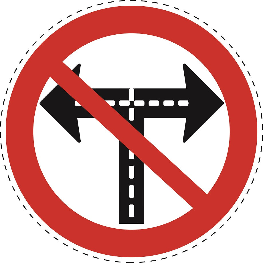 1 Stuck Prohibition sticker "Turn right and left not allowed" made of PVC plastic, ES-SI30400