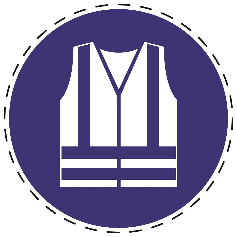 Mandatory stickers "Use safety vest" made of PVC plastic, LH-SIM035