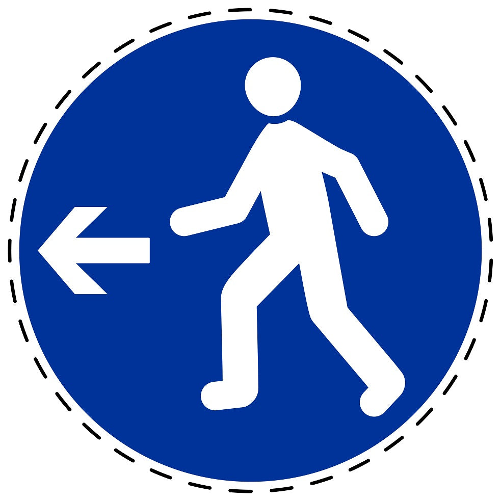 Mandatory stickers "Pedestrian, left" made of PVC plastic, LH-SIM1100