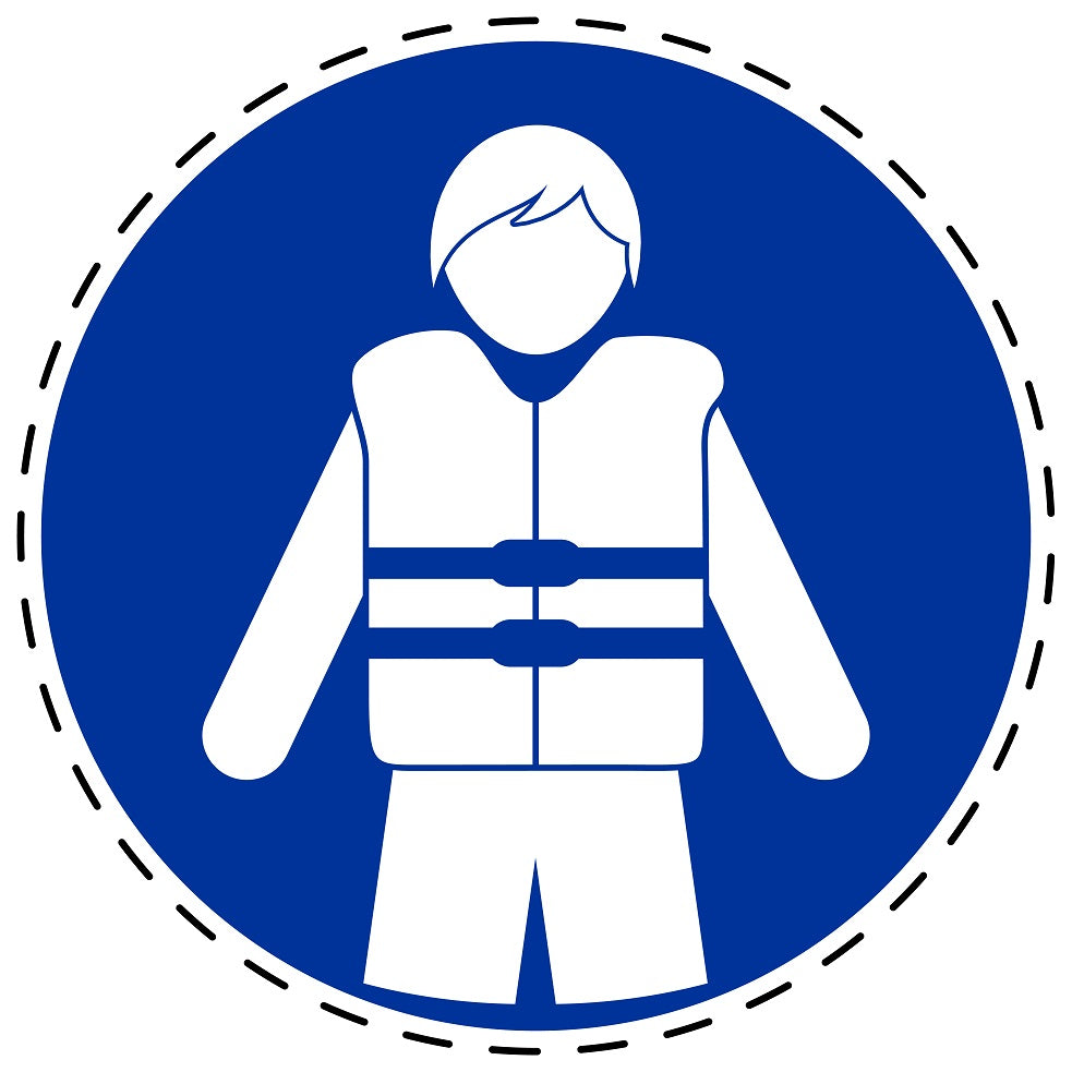 Mandatory stickers "Use life jacket" made of PVC plastic, LH-SIM1950