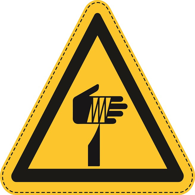 Warning sticker "Warning of hand injuries" made of PVC plastic, ES-SIW-034