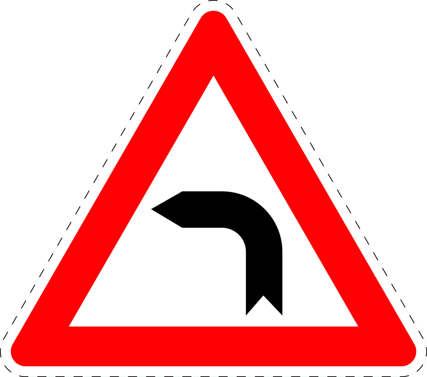 1 Stuk of traffic sign "Left curve" 2-15 cm LH-Verk-103-10