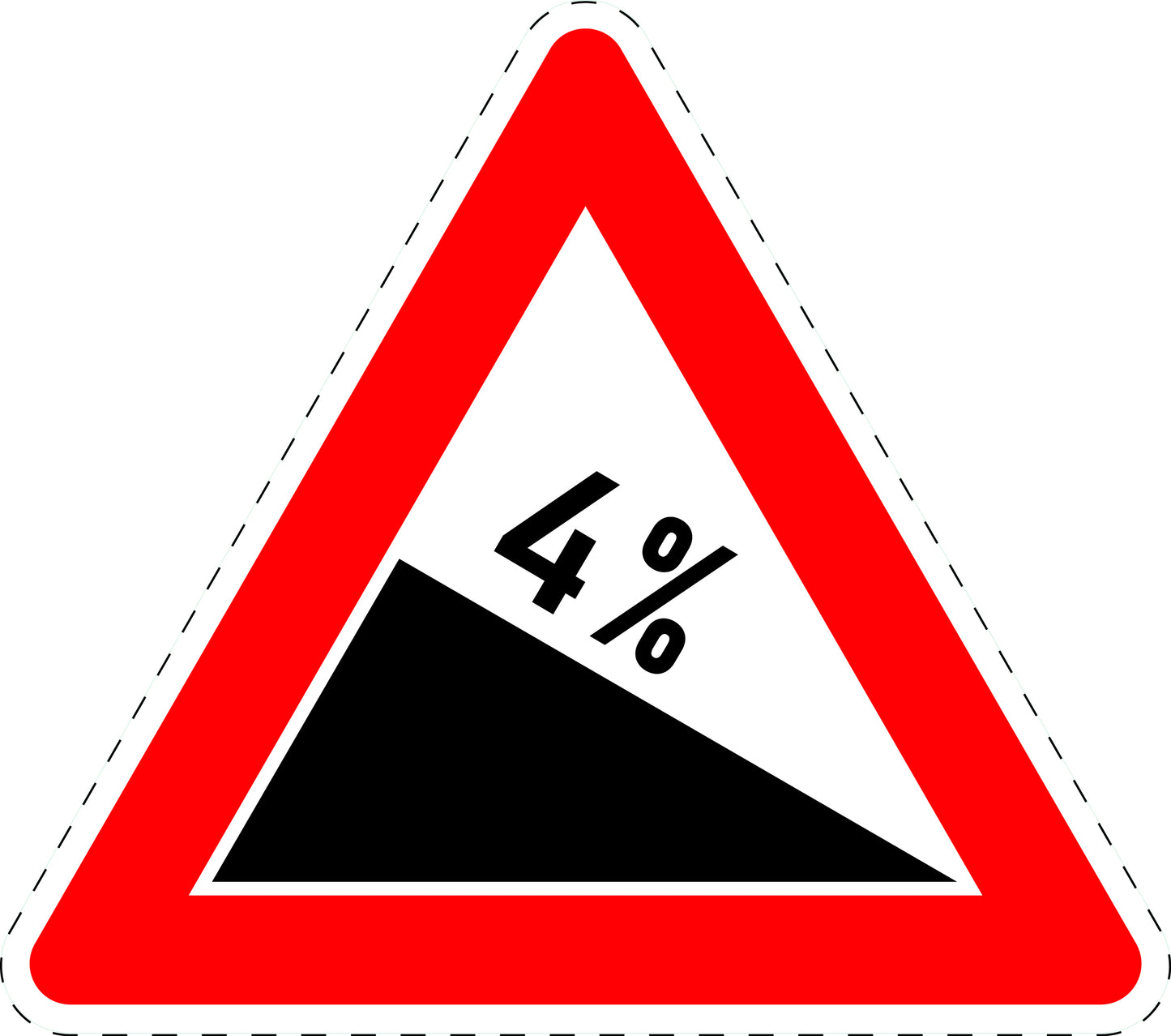 1 Stuk of traffic sign "Descent 4%" 2-15 cm LH-Verk-108-50