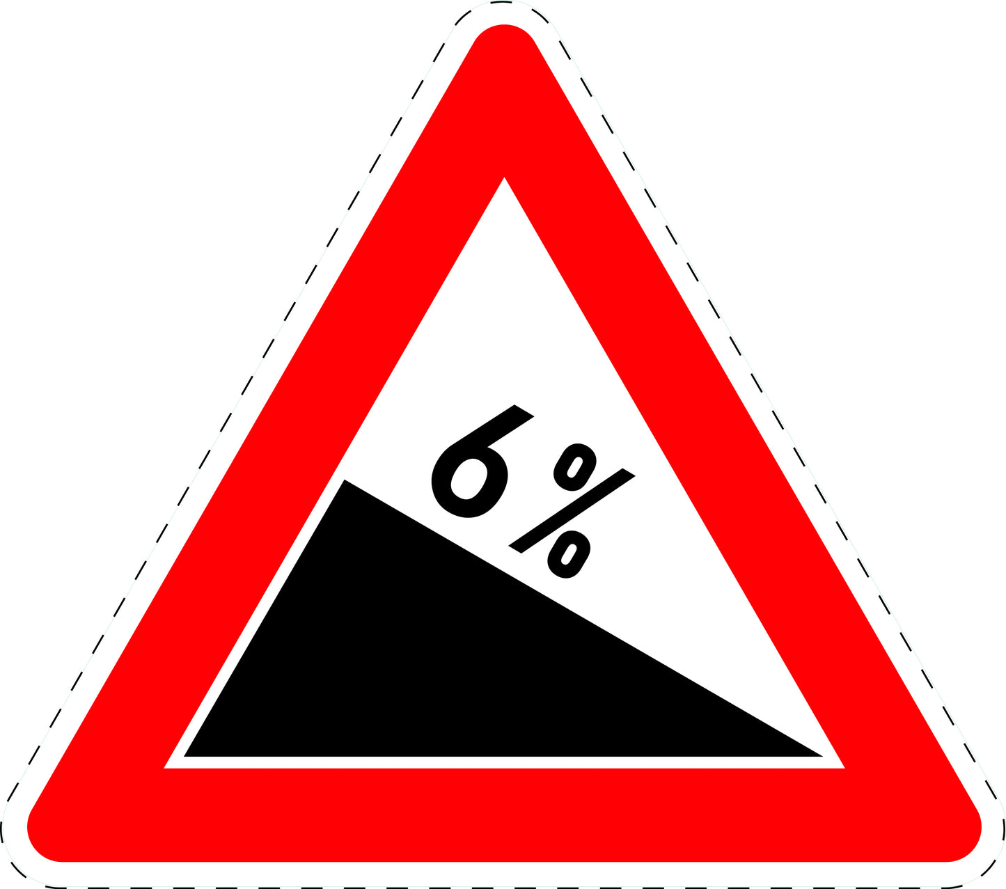 1 Stuk of traffic sign "Descent 6%" 20–70 cm LH-Verk-108-52