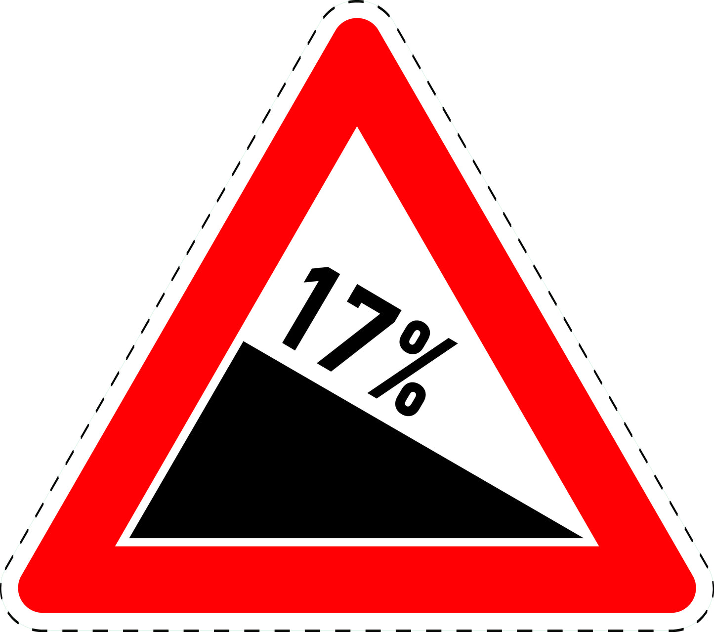 1 Stuk of traffic sign "Descent 17%" 2-15 cm LH-Verk-108-63