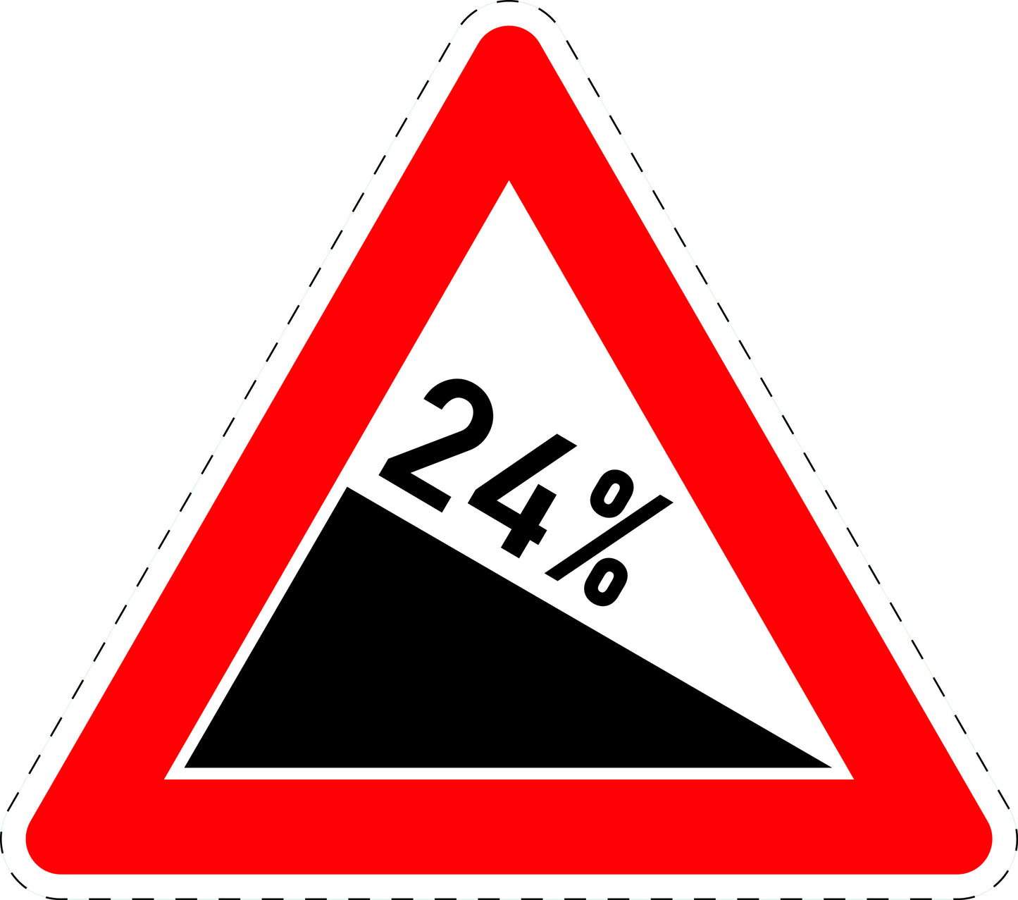 1 Stuk of traffic sign "Descent 24%" 20–70 cm LH-Verk-108-70