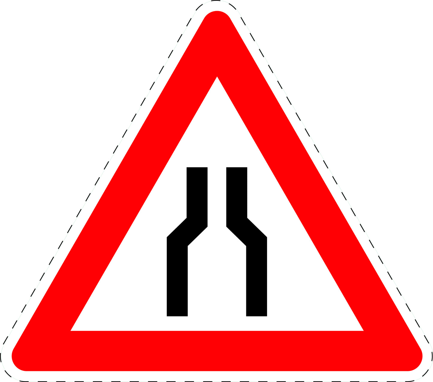 1 Stuk traffic sign "Road narrows" 20–70 cm LH-Verk-120