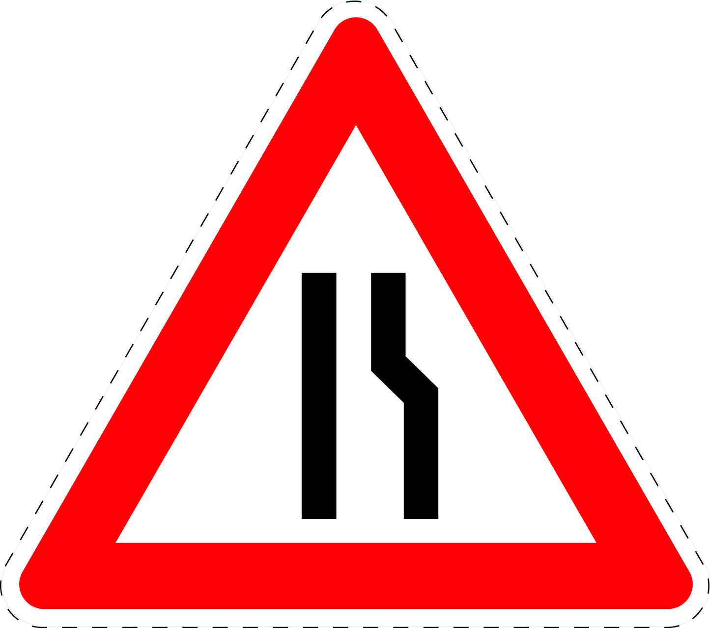 1 Stuk traffic sign "Road narrows on the right" 20–70 cm LH-Verk-121-10