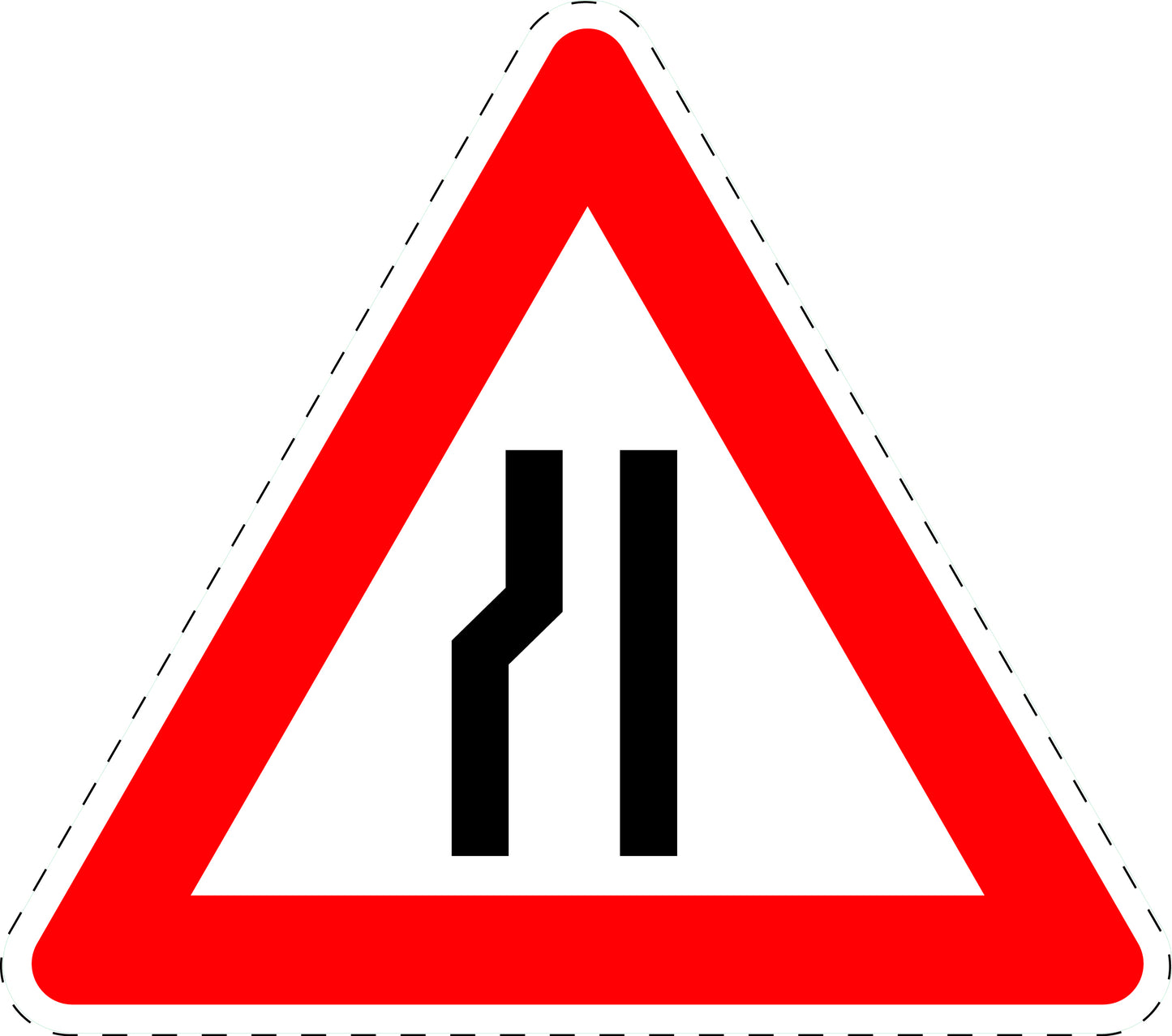 1 Stuk traffic sign "Road narrows on the left" 20–70 cm LH-Verk-121-20
