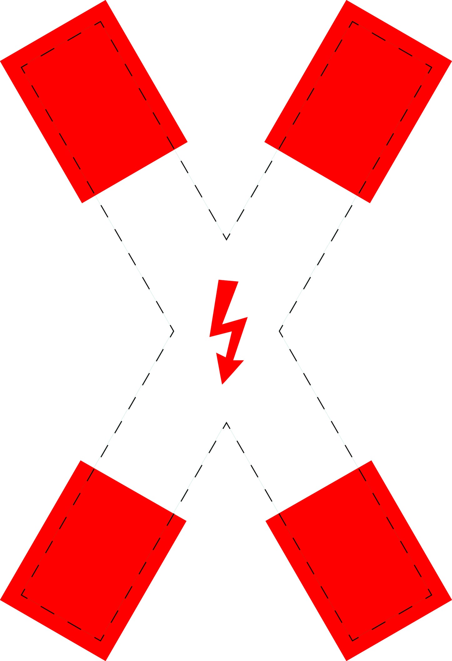 1 Stuk traffic sign "St. Andrew’s cross with lightning arrow" 2-15 cm LH-Verk-201-51