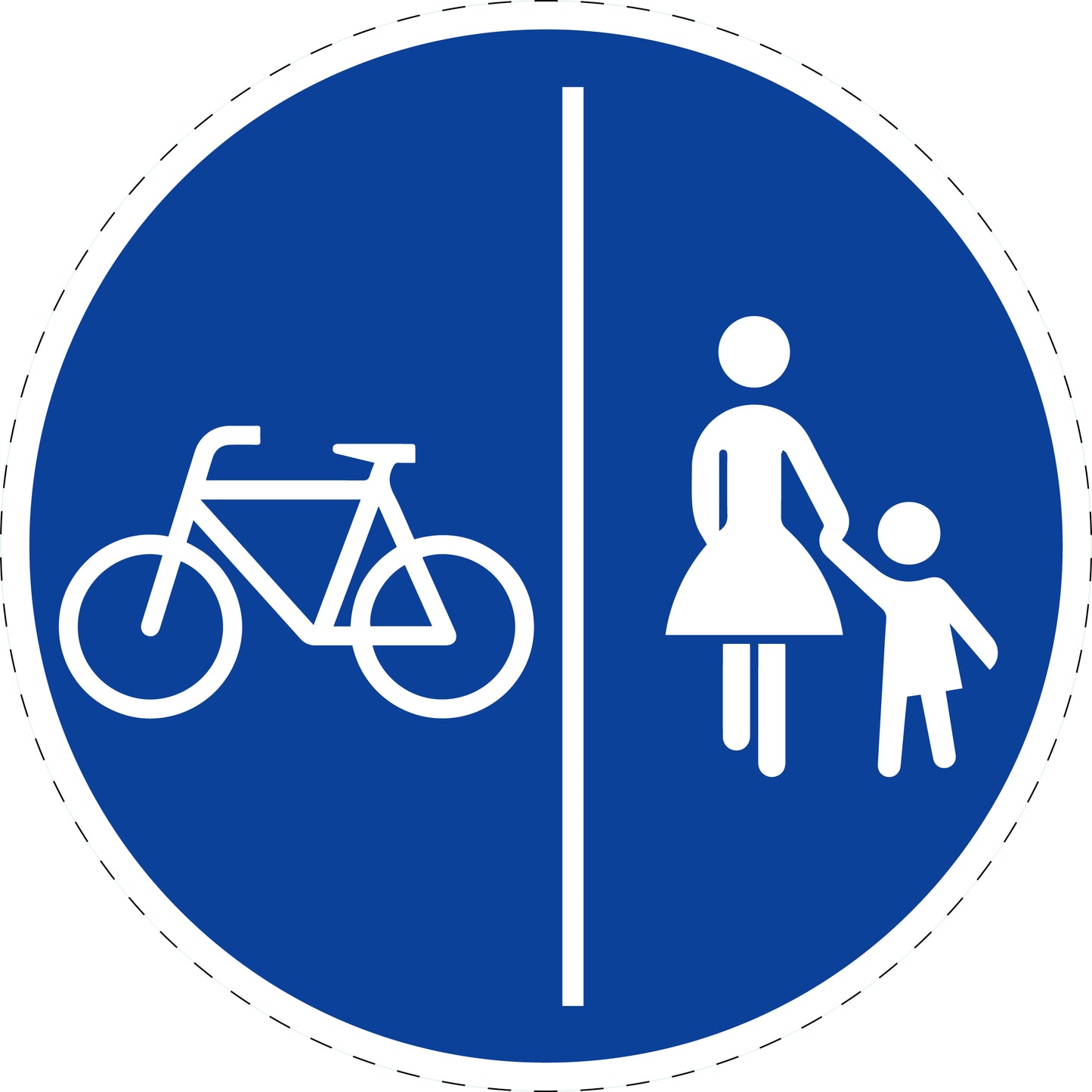 1 Stuk traffic sign "Separated Bicycle and Pedestrian Path (Bicycles left, Pedestrians right)" – 20-70 cm – LH-Verk-241-30