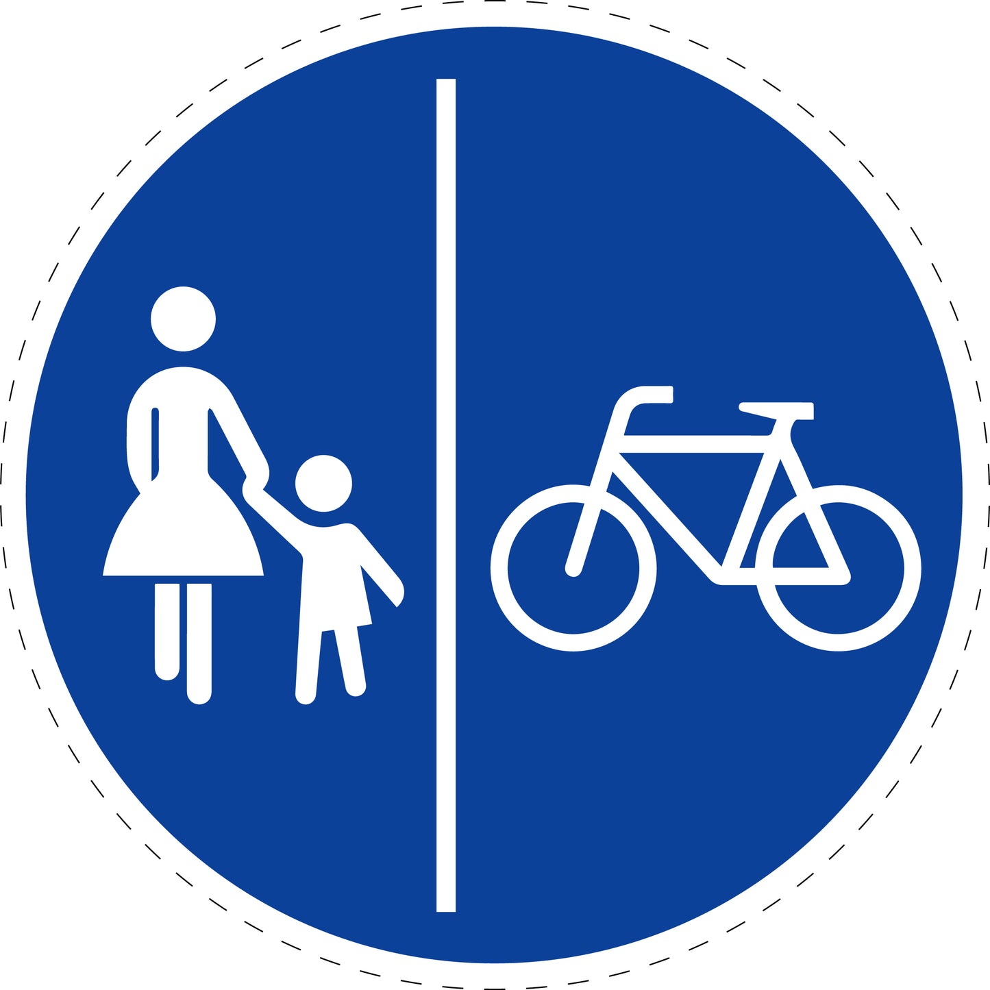 1 Stuk traffic sign "Separated Bicycle and Pedestrian Path (Pedestrians left, Bicycles right)" – 20-70 cm – LH-Verk-241-31