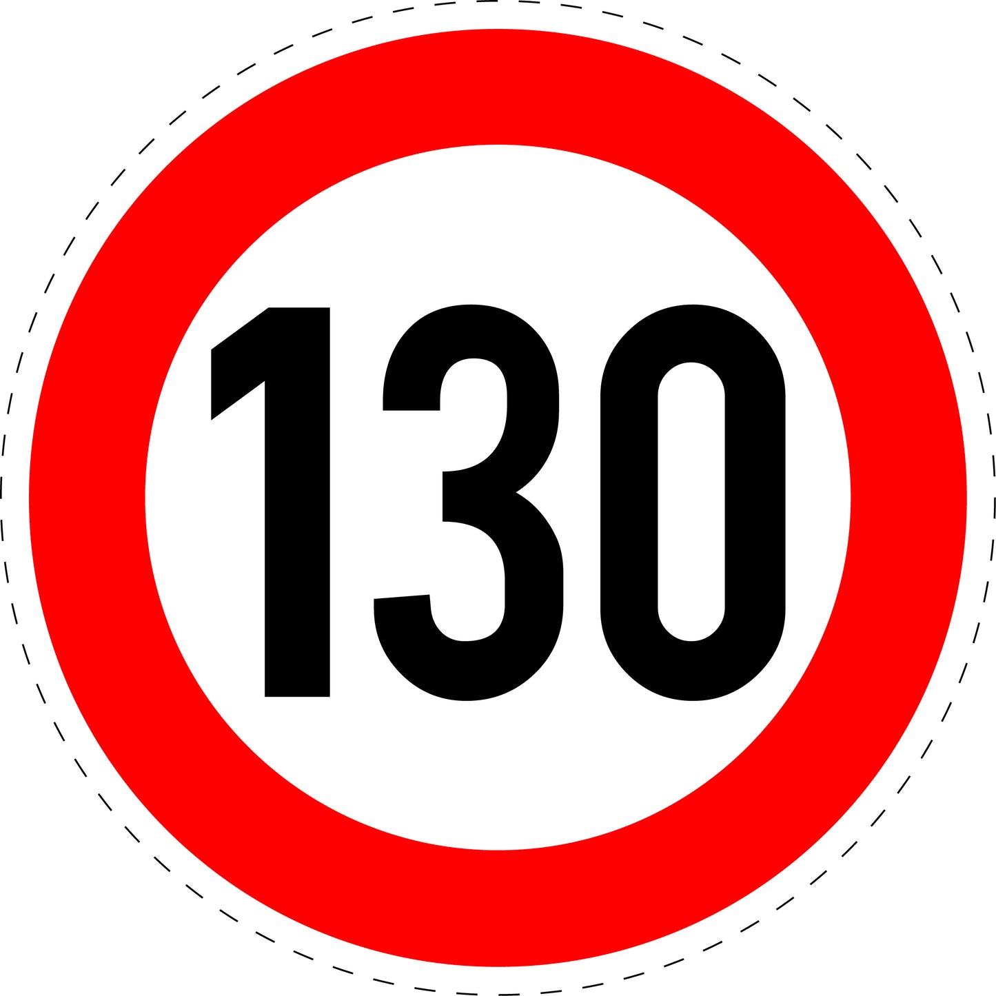 1 Stuk traffic sign "Maximum speed limit 130 km/h" – 20-70 cm – LH-Verk-274-63