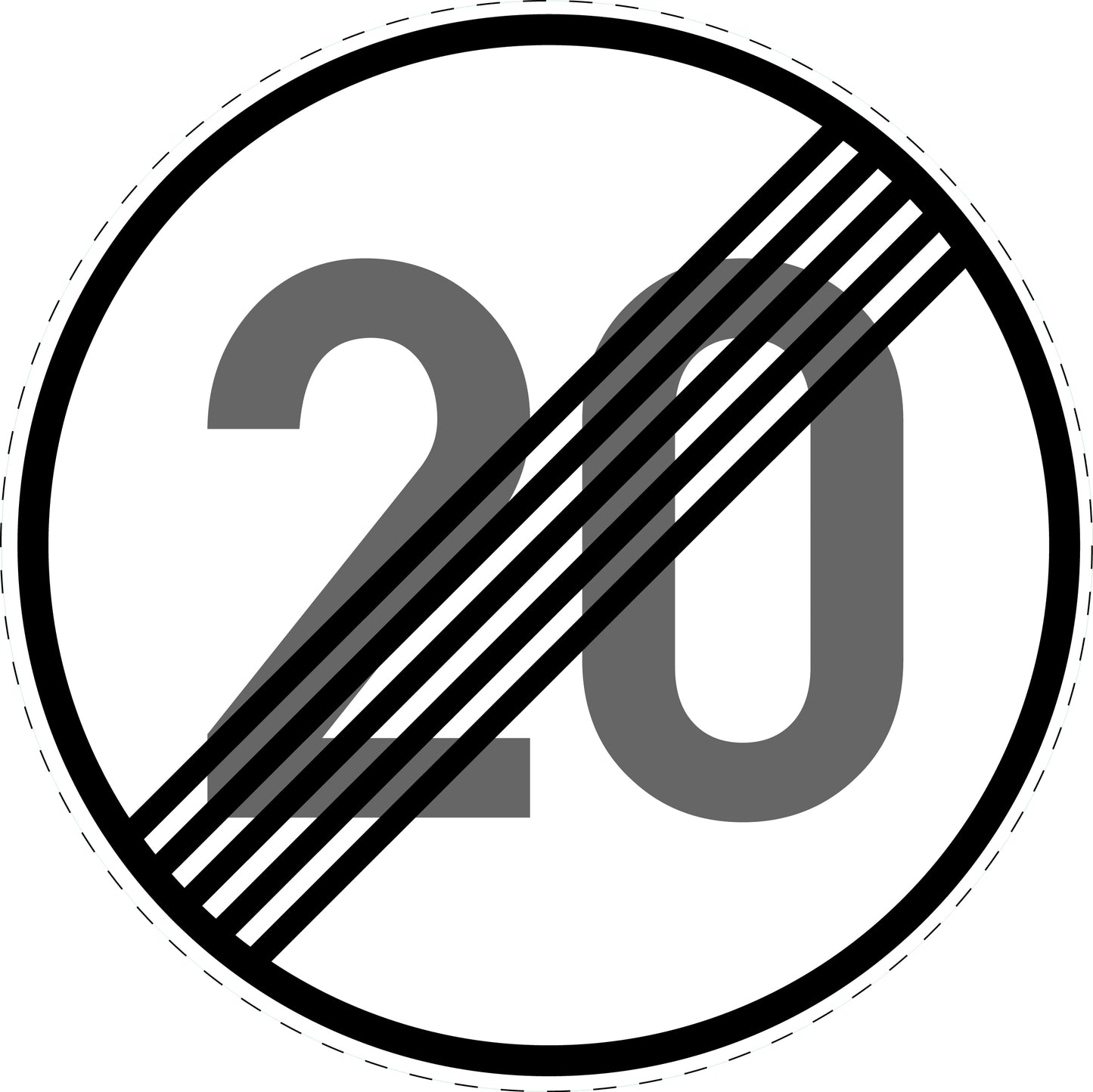 1 Stuk traffic sign "End of speed limit 20 km/h" – 20-70 cm –LH-Verk-278-52