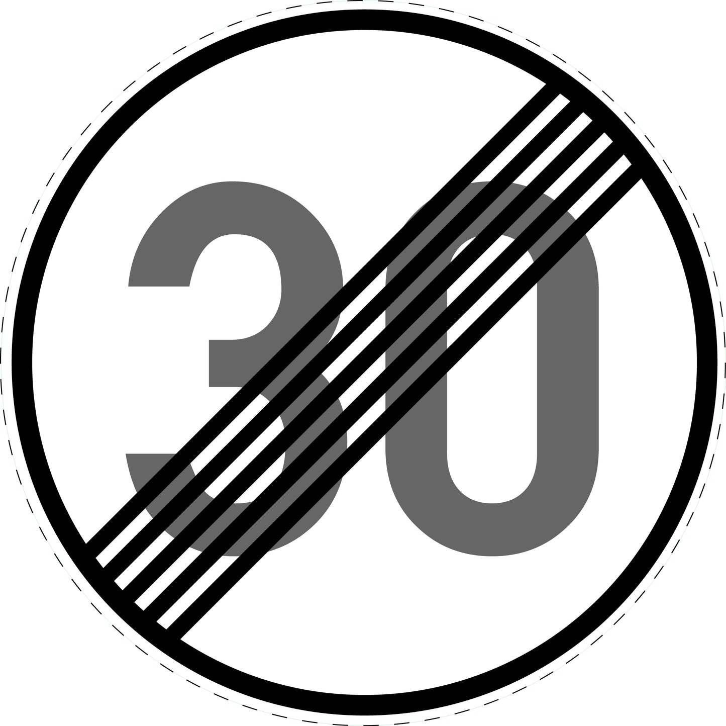 1 Stuk traffic sign "End of speed limit 30 km/h" – 20-70 cm – LH-Verk-278-53