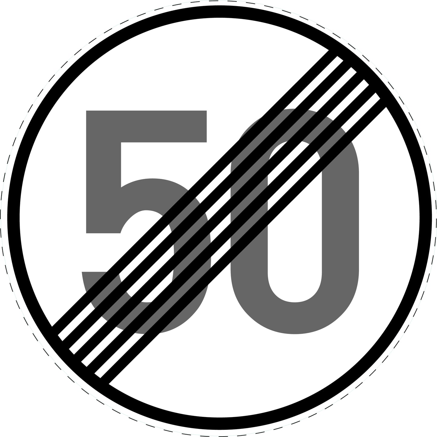 1 Stuk traffic sign "End of speed limit 50 km/h" – 20-70 cm – LH-Verk-278-55