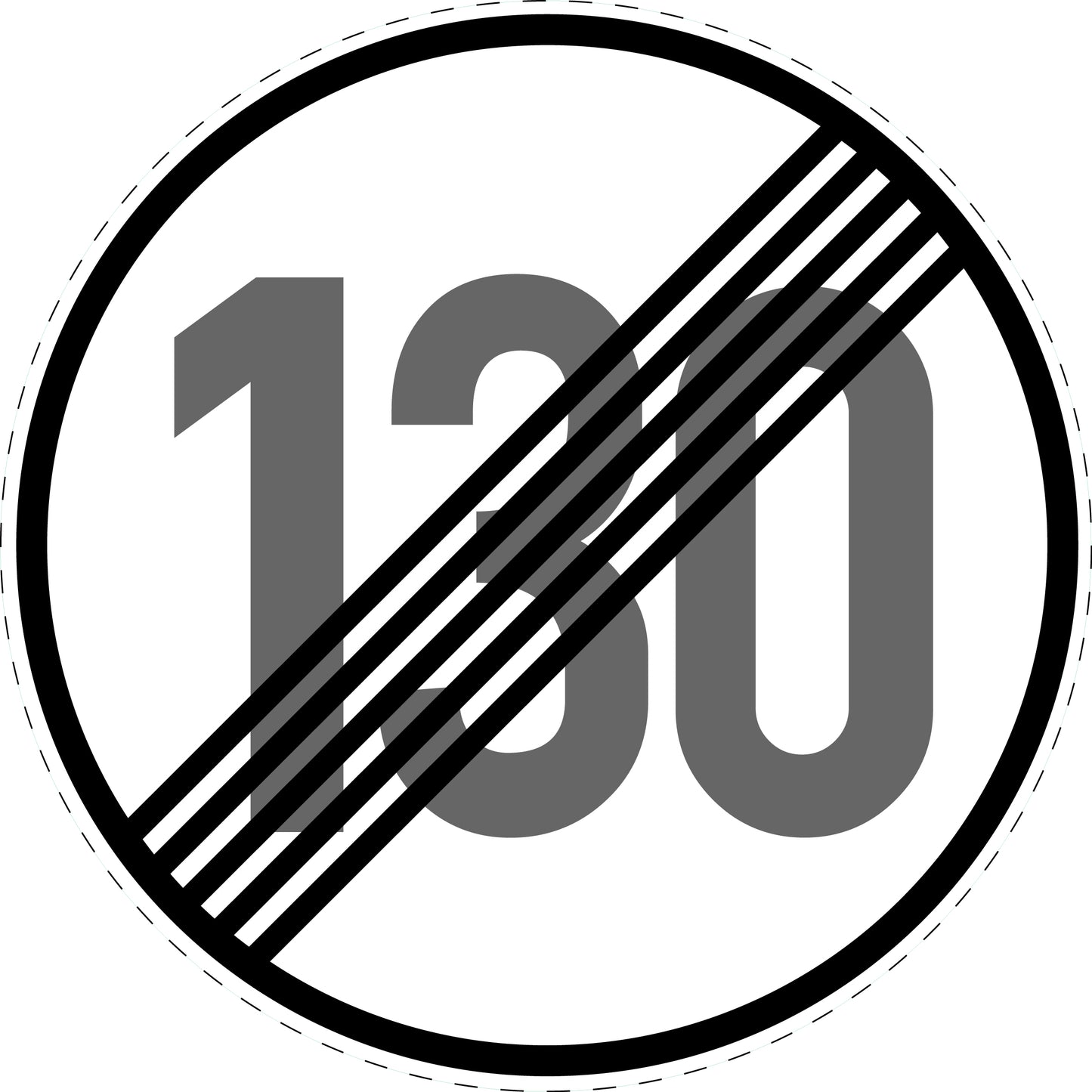 1 Stuk traffic sign "End of speed limit 130 km/h" – 20-70 cm – LH-Verk-278-63
