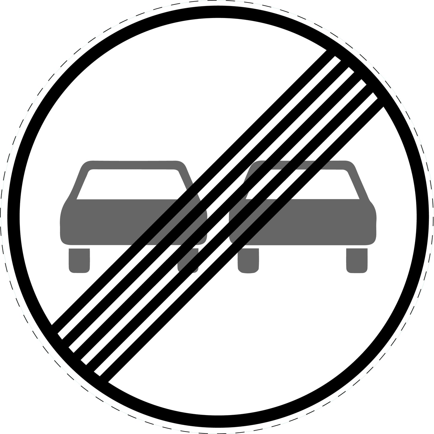 1 Stuk of traffic sign "End of the no-overtaking zone for all motor vehicles" 20–70 cm LH-Verk-280