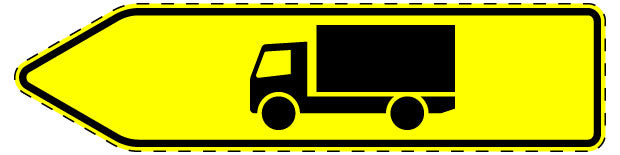 1 Stuk of traffic sign "Directional sign for specific types of traffic, motor vehicles with a permissible total mass over 3.5 t – pointing left" 2-15 cm LH-Verk-421-10
