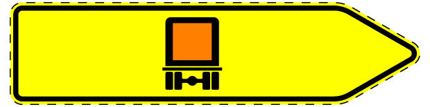 1 Stuk of traffic sign "Directional sign for specific types of traffic, vehicles carrying hazardous materials that require labeling – pointing right" 2-15 cm LH-Verk-421-21