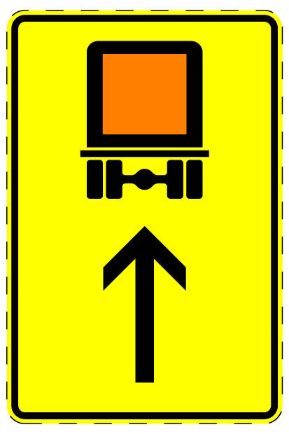 1 Stuk of traffic sign "Vehicles carrying hazardous materials that require labeling – straight ahead" 2-15 cm LH-Verk-442-32