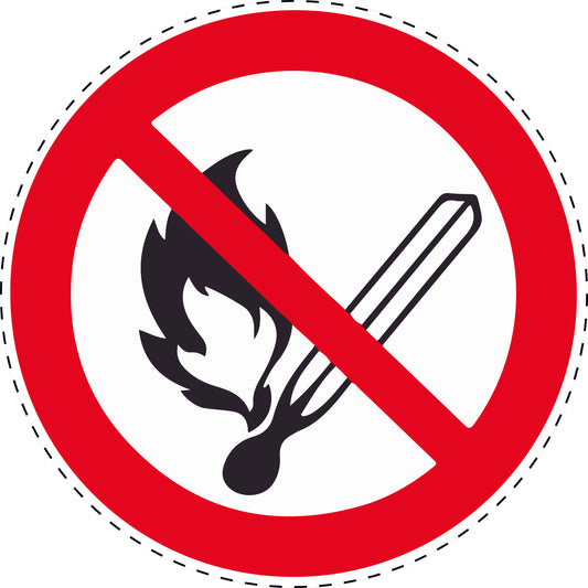 1 stuck Prohibition sticker "Fire, open flames and smoking prohibited" made of PVC plastic, ES-SI20