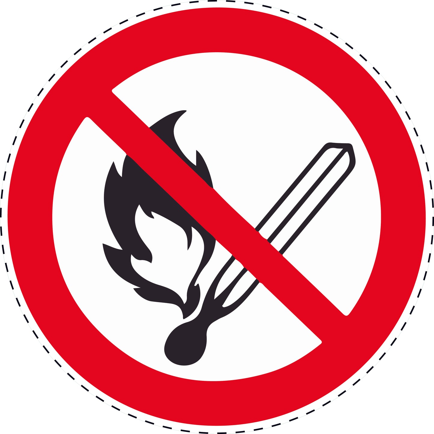 1 Stuck Prohibition sticker "Fire, open flames and smoking prohibited" made of PVC plastic, ES-SI20