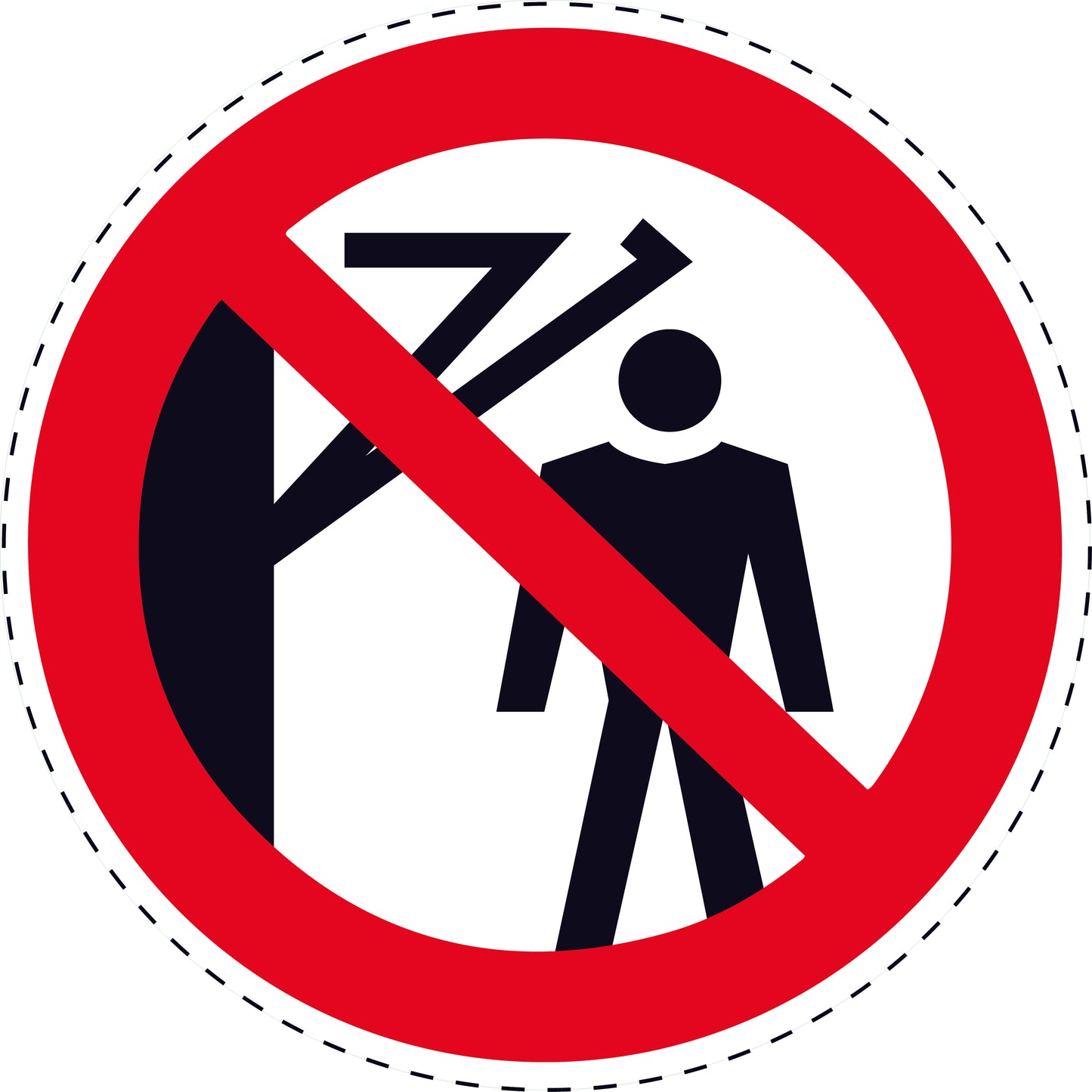 1 Stuck Prohibition sticker "No stepping behind the swivel arm" made of PVC plastic, ES-SI230